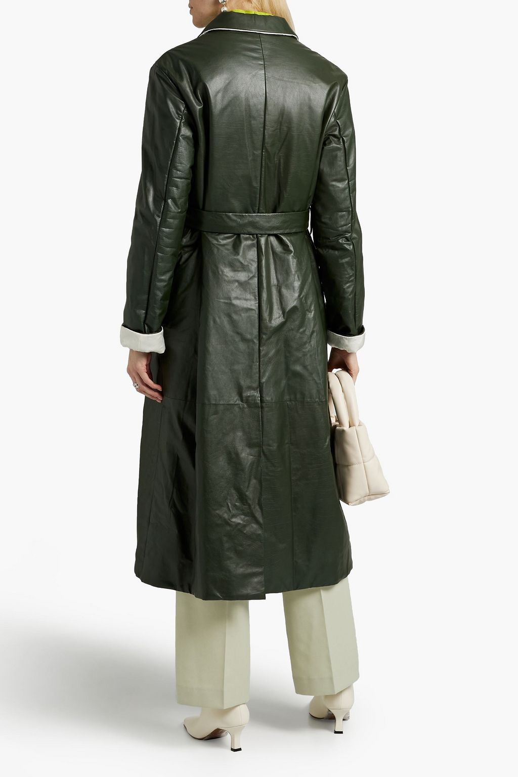 JIL SANDER Crinkled-leather trench coat | THE OUTNET