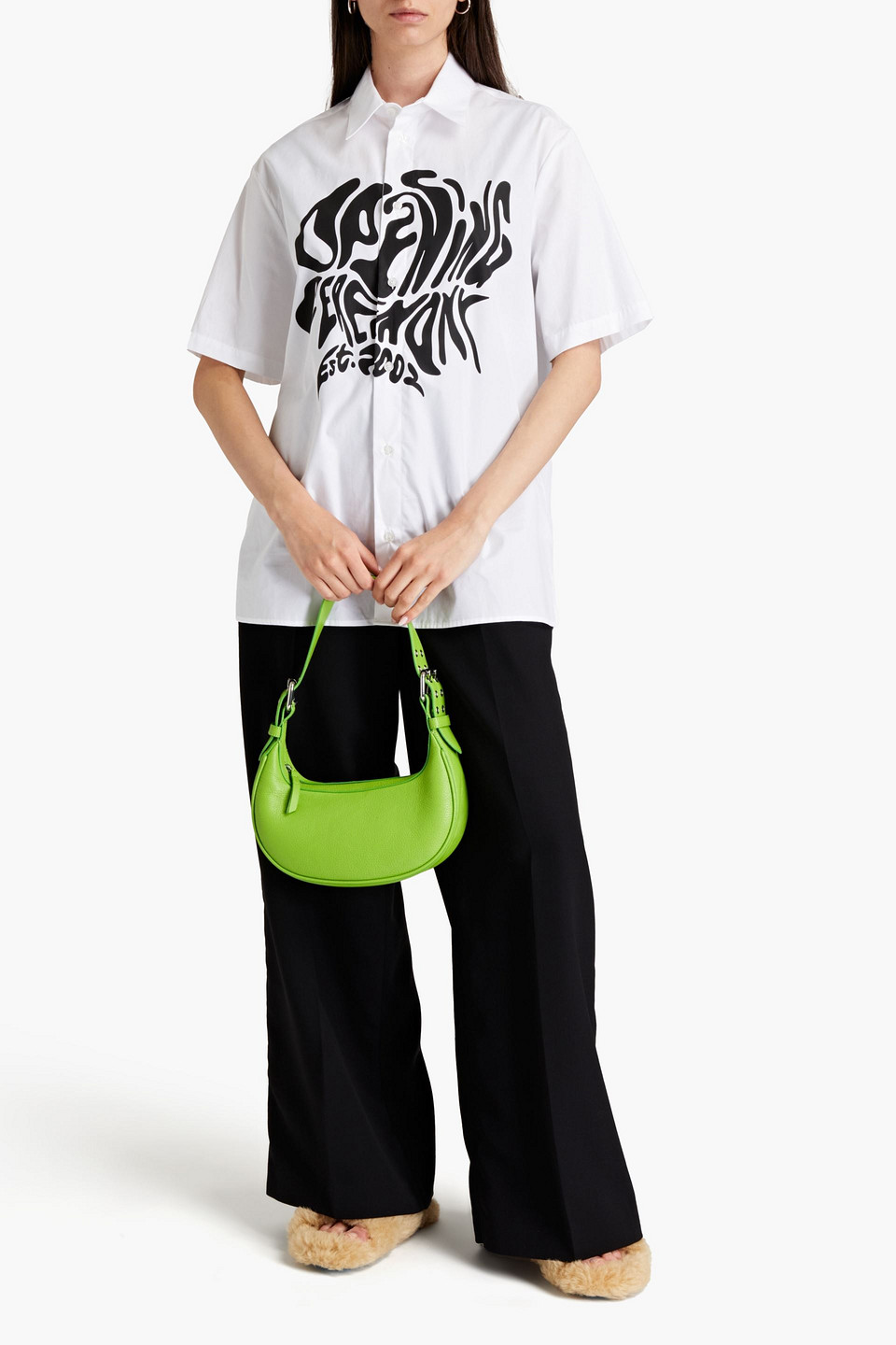 Off-white Printed Cotton-poplin Shirt In White