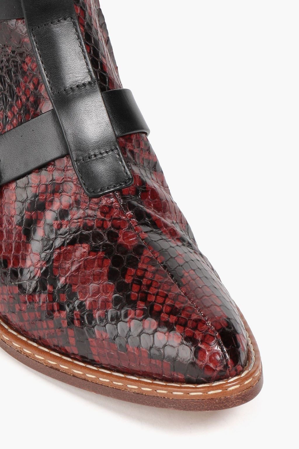 ETRO 버클 장식 스네이크 이펙트 가죽 앵클 부츠