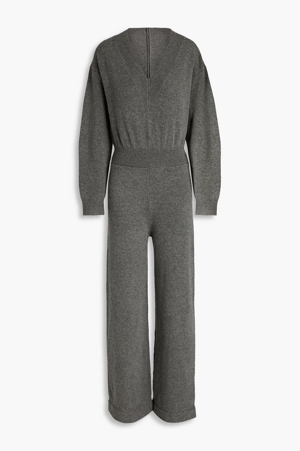 Theory Cash Mélange Wool And Cashmere-blend Jumpsuit In Grey