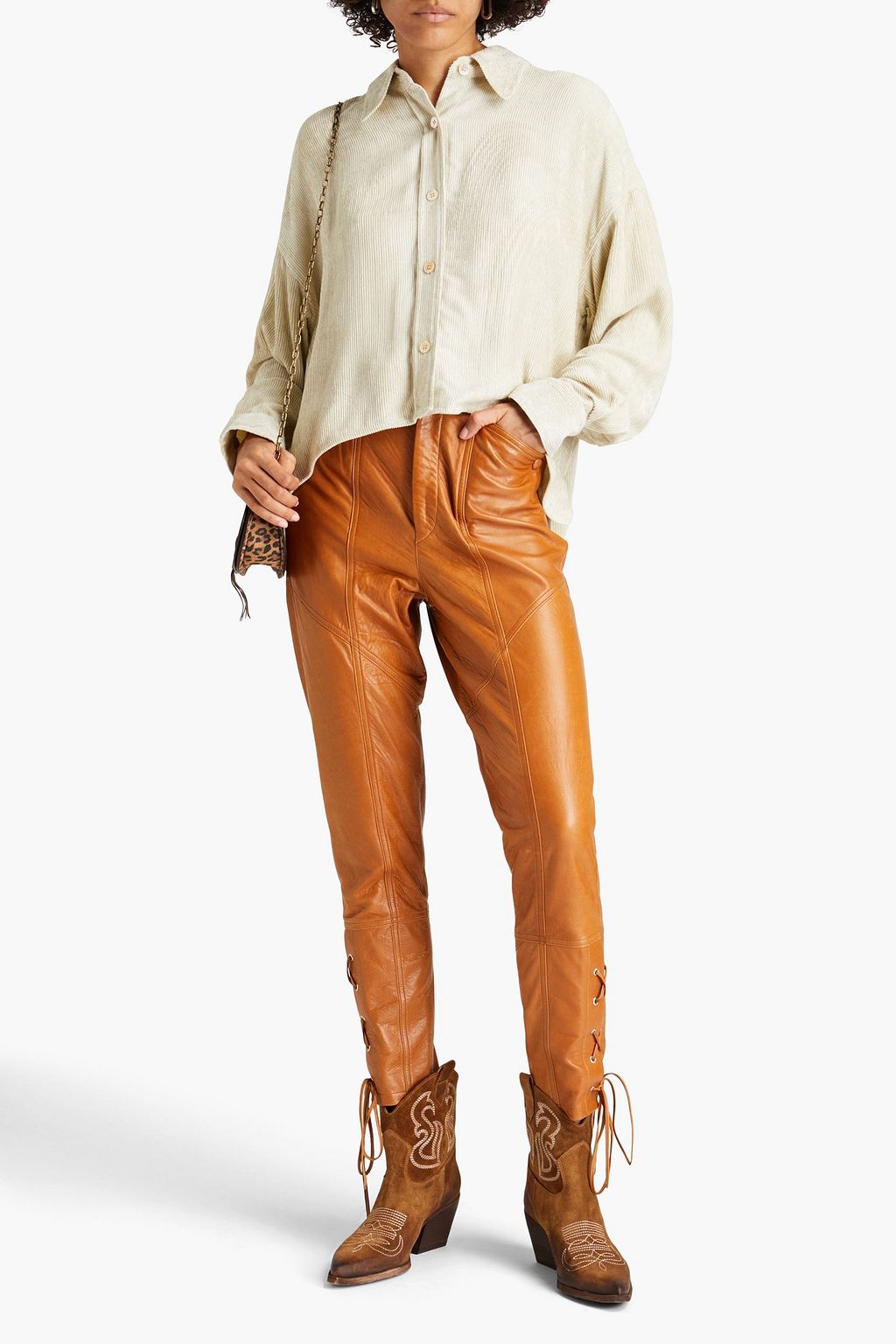 ISABEL MARANT Cadix cropped leather tapered pants