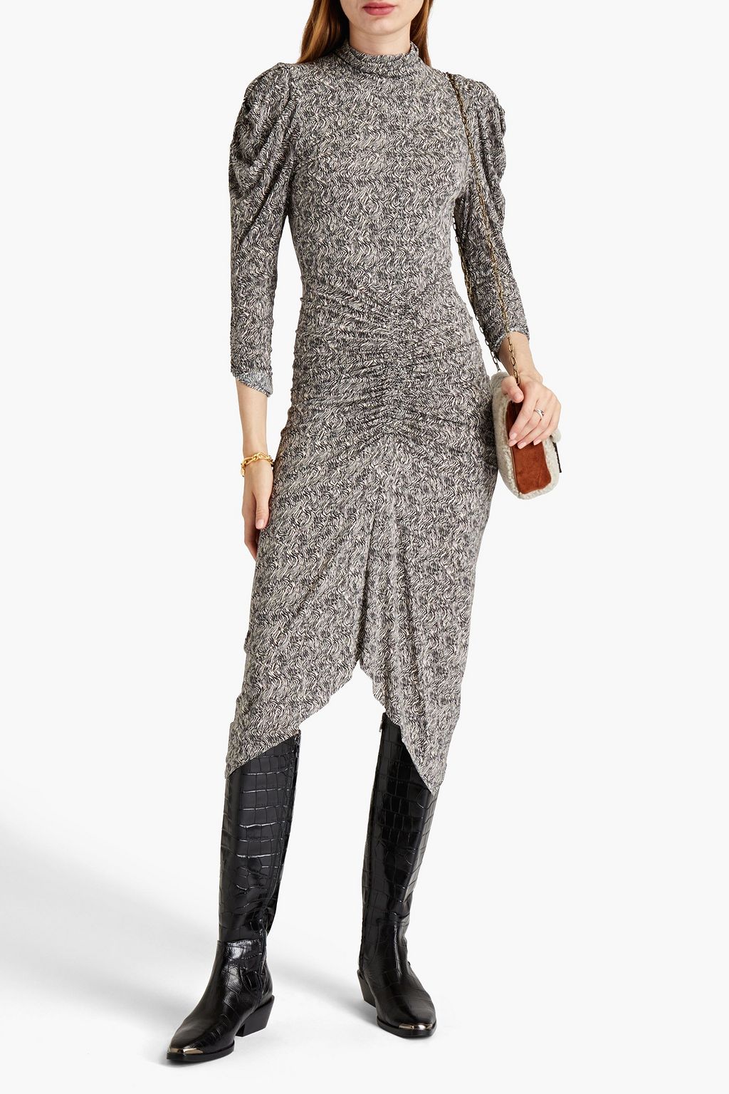 ISABEL MARANT Ruched printed jersey midi dress