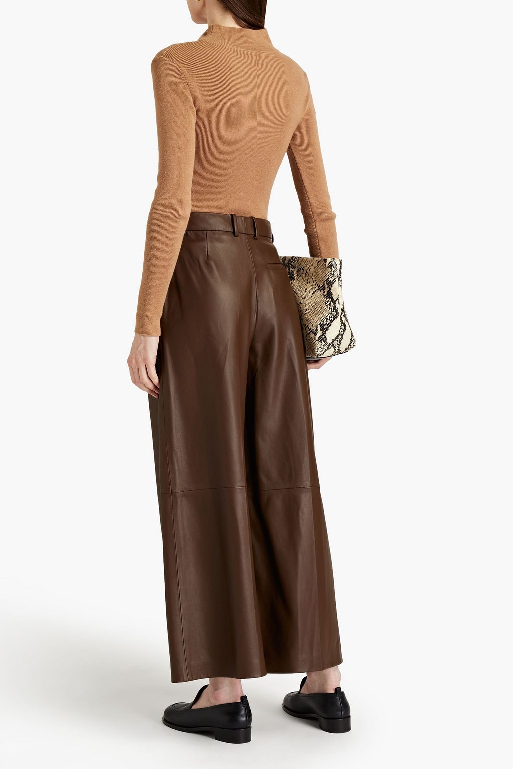 JOSEPH Travis cropped leather wide-leg pants