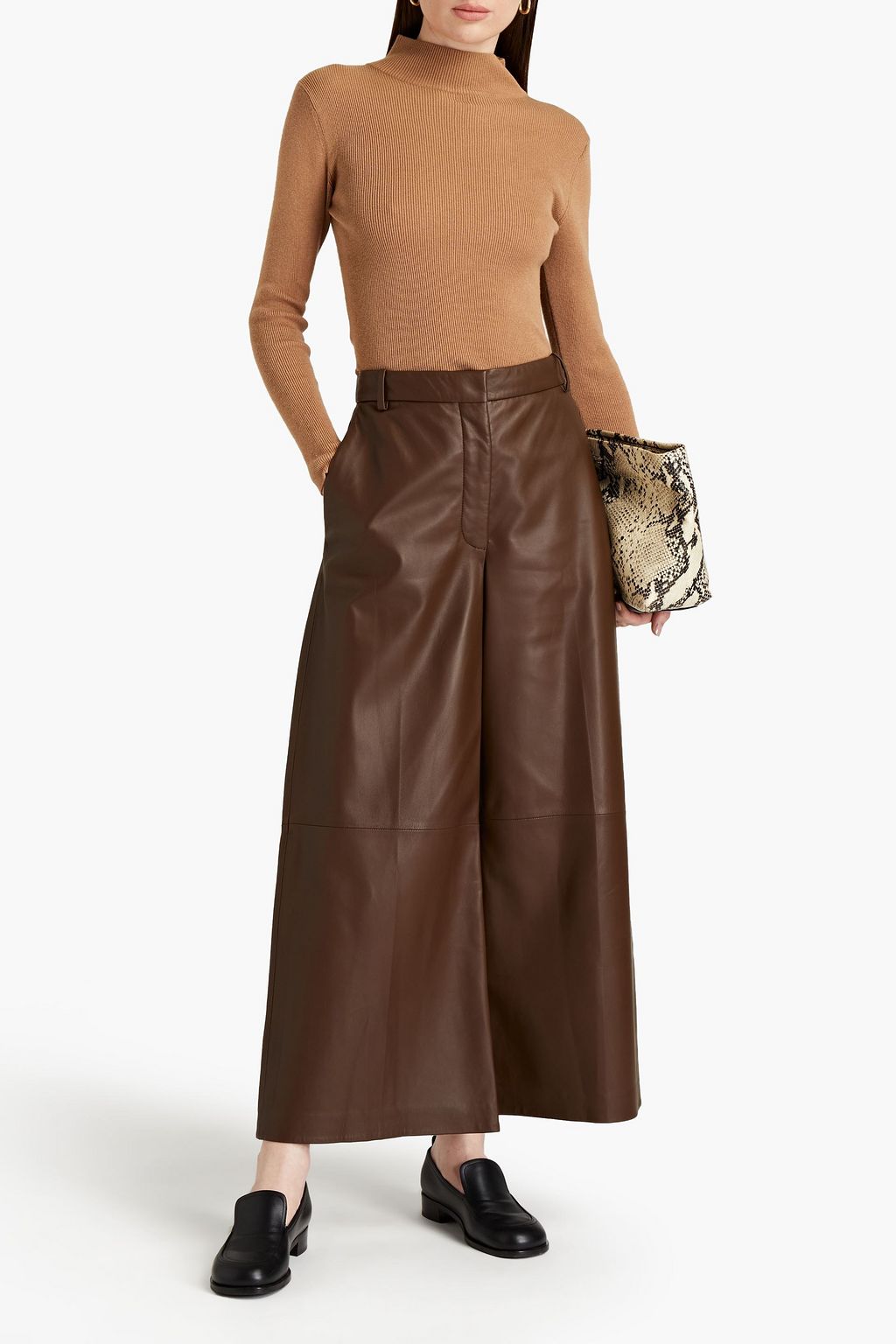 JOSEPH Travis cropped leather wide-leg pants