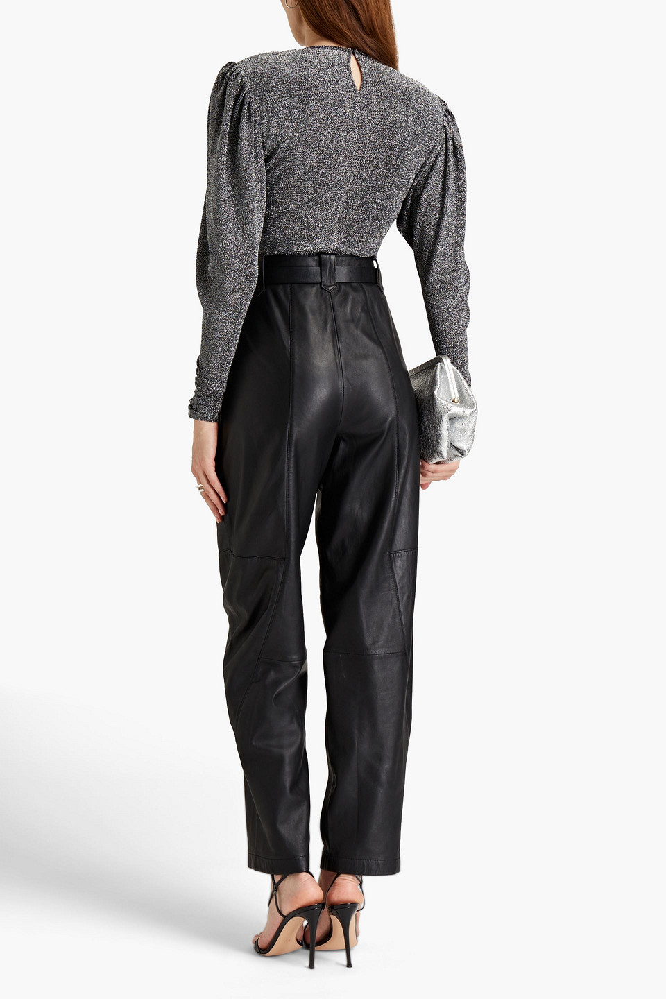 Isabel Marant Wrap-effect Gathered Lamé Top In Stahlgrau