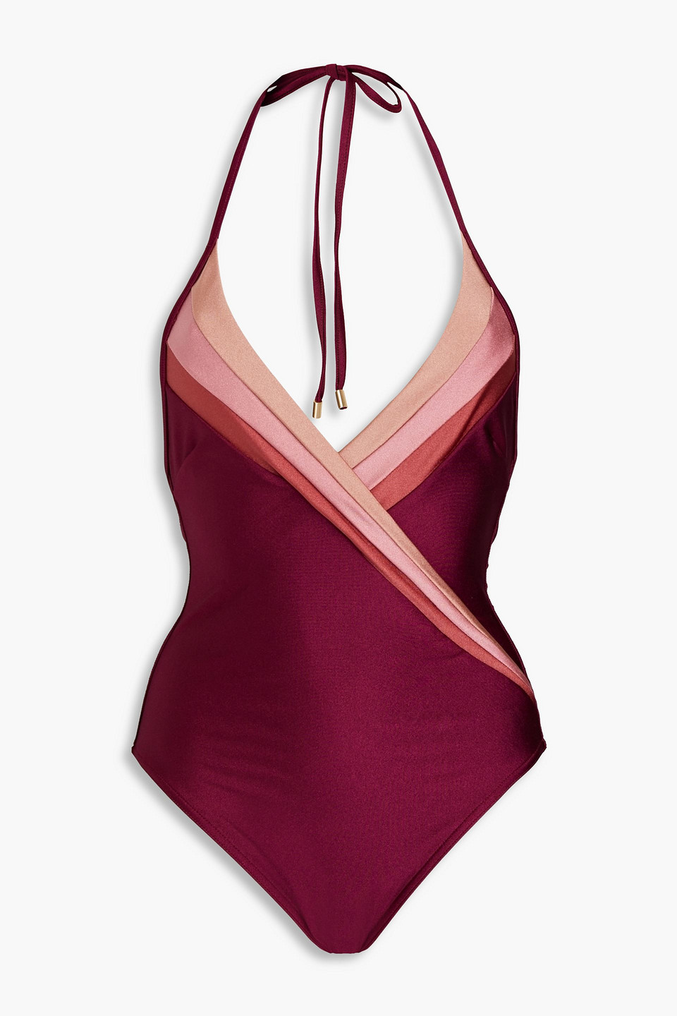 Zimmermann Cassia Striped Swimsuit In Merlot