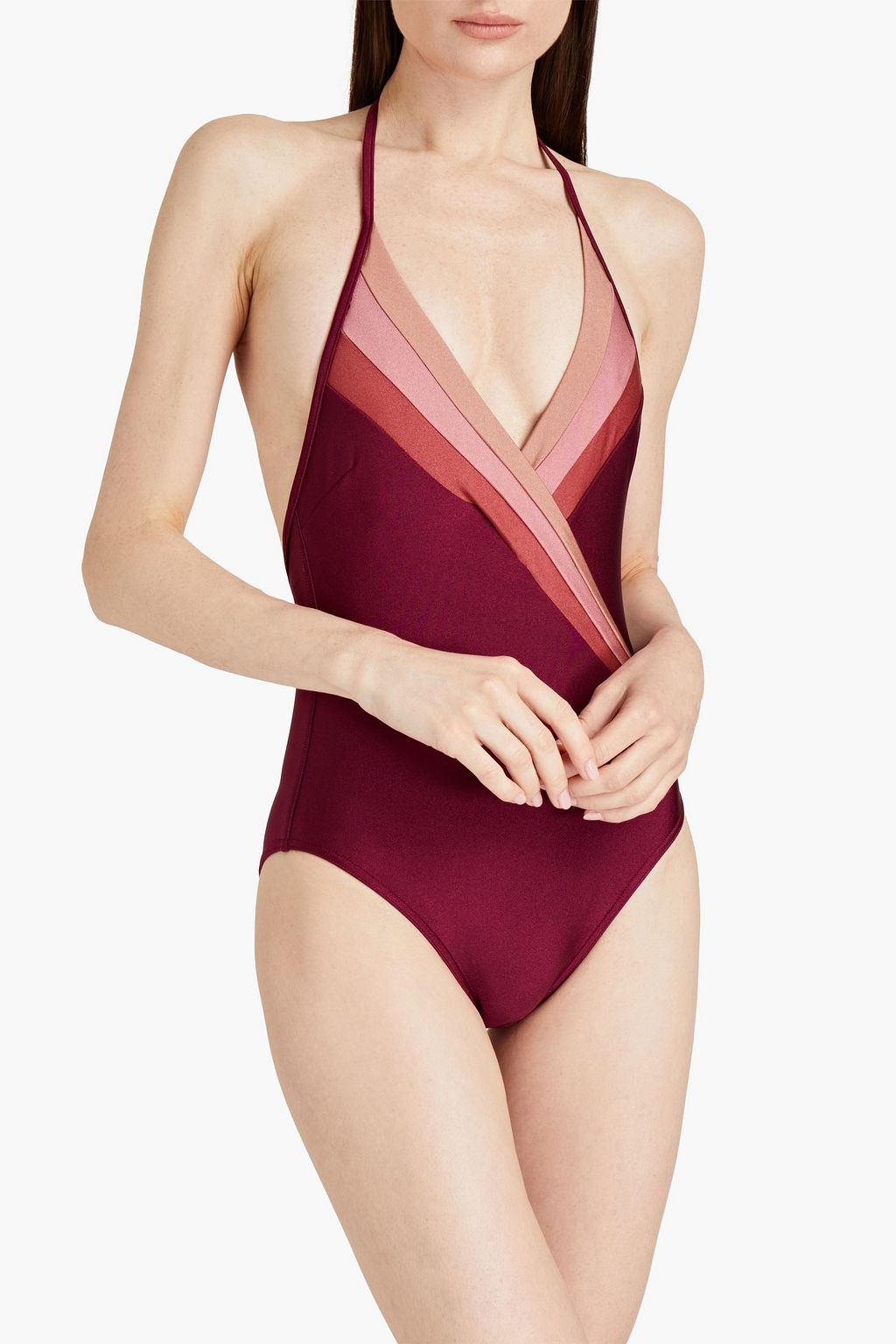 ZIMMERMANN Striped halterneck swimsuit