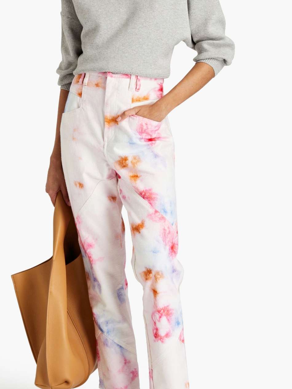 eloisa tie-dyed high-rise tapered jeans