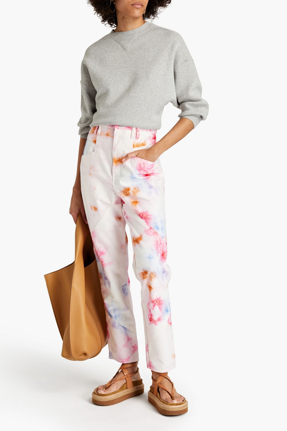 ISABEL MARANT ELOISA TIE-DYED HIGH-RISE TAPERED JEANS