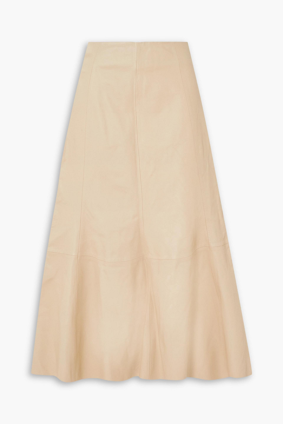 By Malene Birger Floela Paneled Leather Midi Skirt In Beige