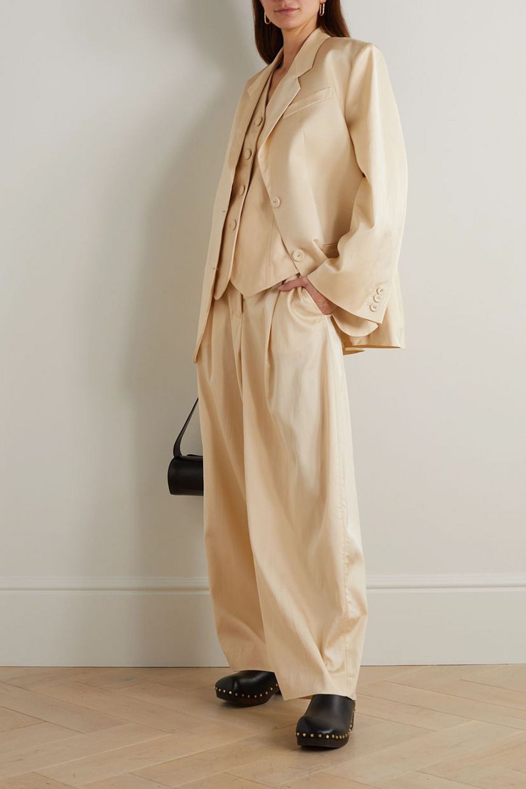 BY MALENE BIRGER بنطال "بوفيلاس" من التويل المصنوع من مزيج الصوف بقصة أرجل واسعة مزين بكسرات