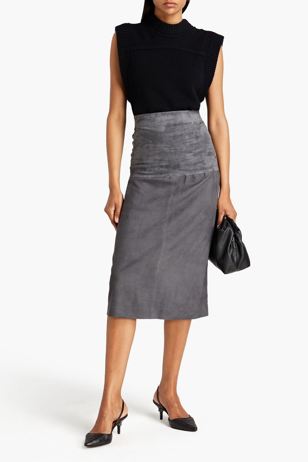 JOSEPH Suede midi skirt