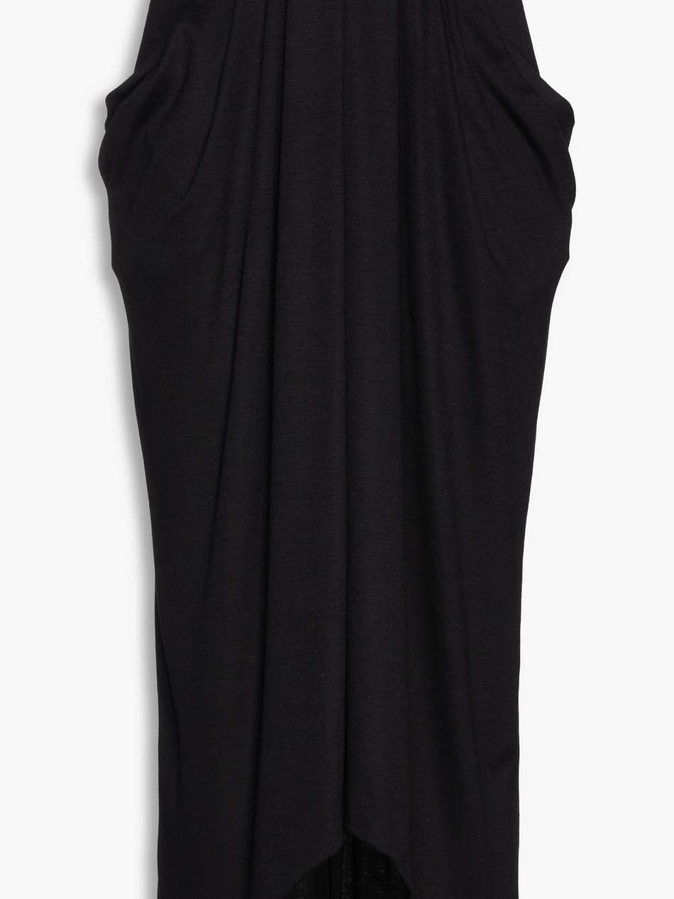 ginkao pleated draped wool-jersey midi skirt