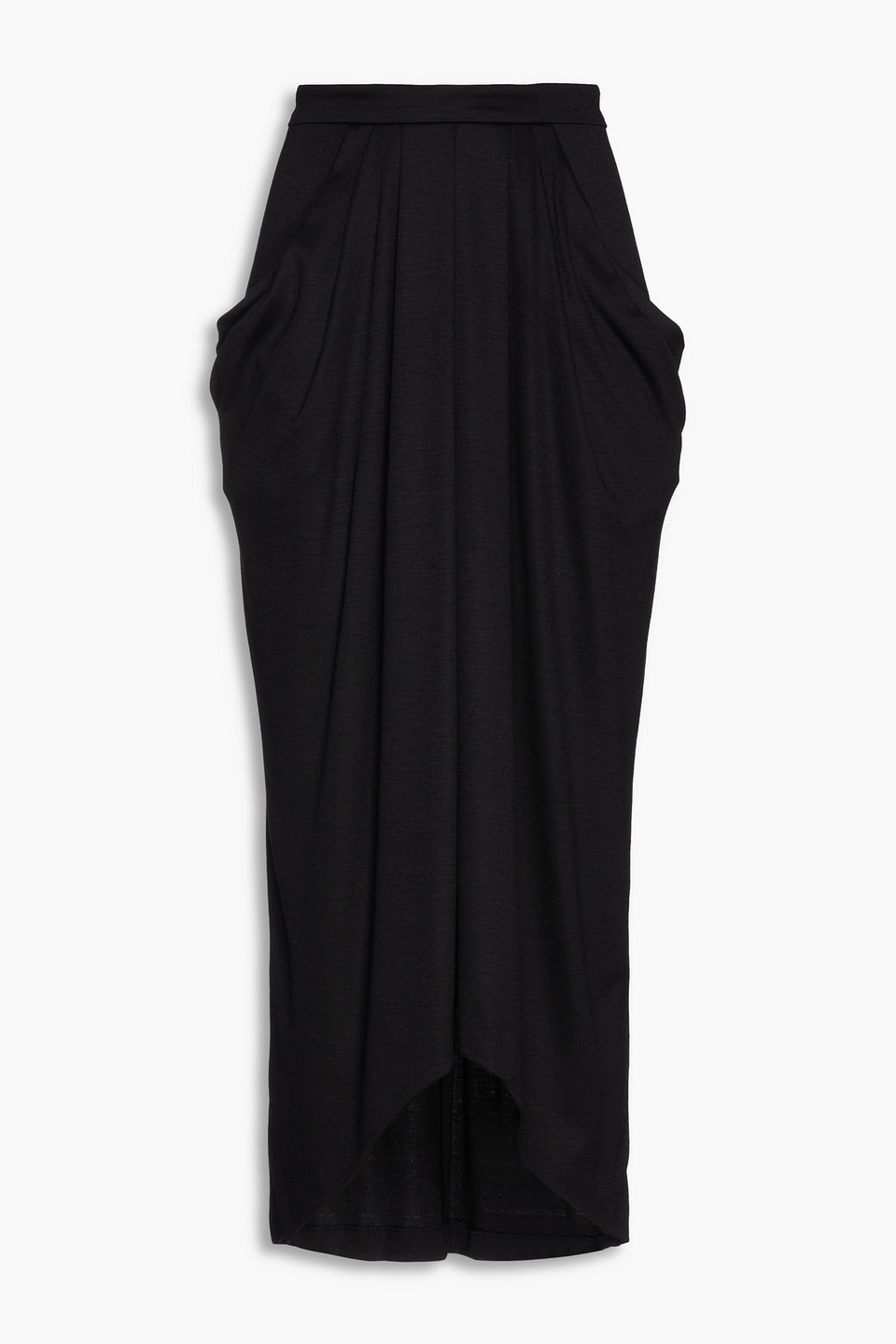 Isabel Marant Ginkao Pleated Draped Wool-jersey Midi Skirt In Schwarz