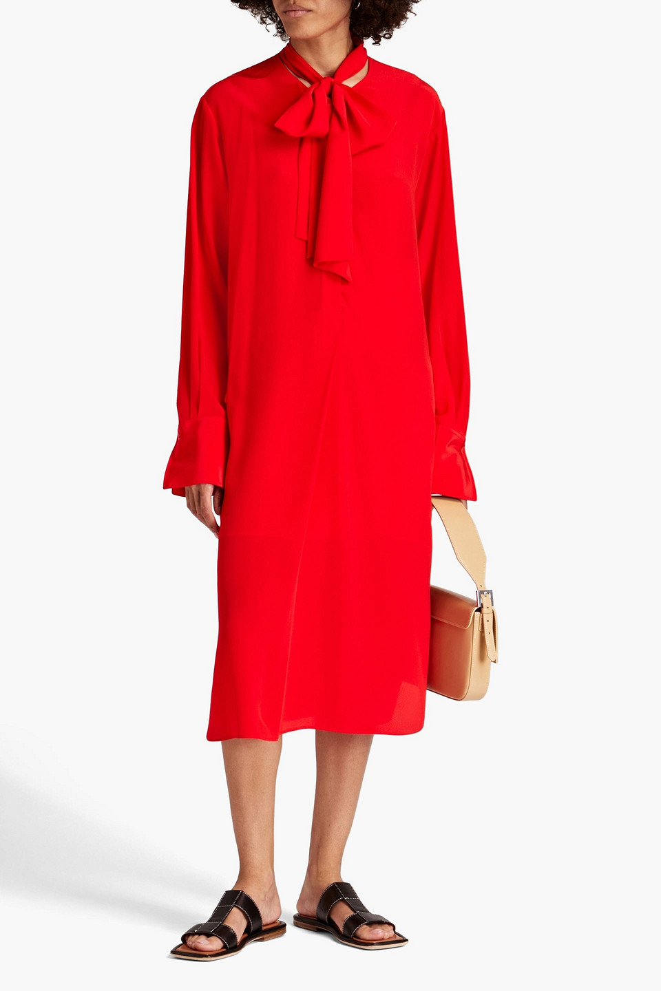 Joseph Doriane Silk Crepe De Chine Midi Dress In Red