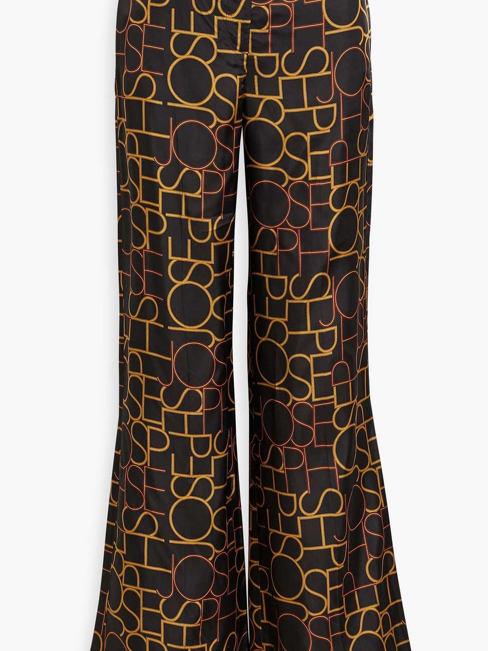 logo-print satin wide-leg pants