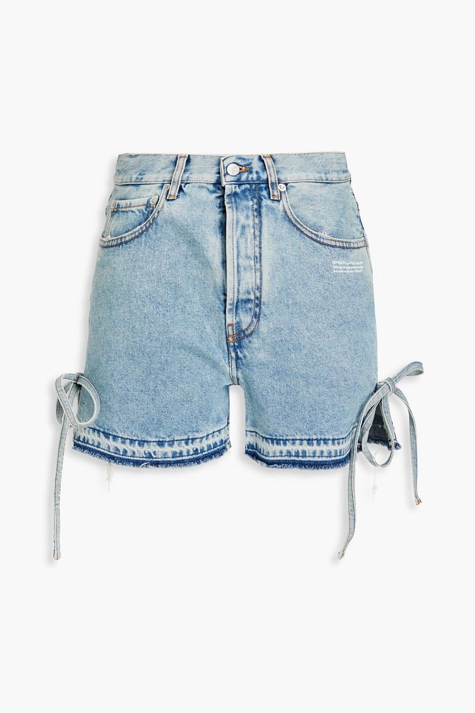 Off-white Lace-up Printed Denim Shorts In Light Denim