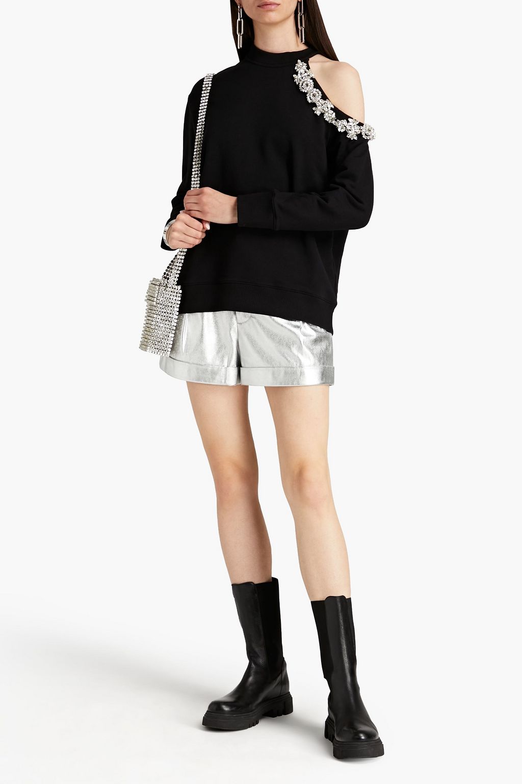 CHRISTOPHER KANE 컷아웃 장식 프렌치 코튼 테리 스웻셔츠