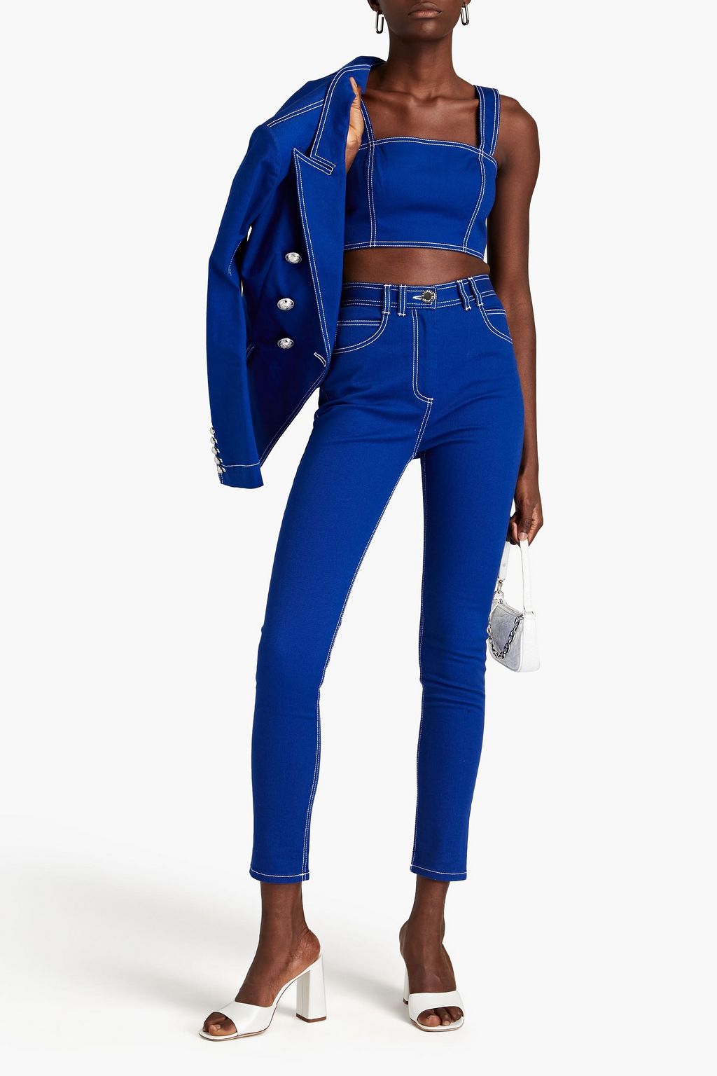 BALMAIN Embroidered high-rise skinny jeans