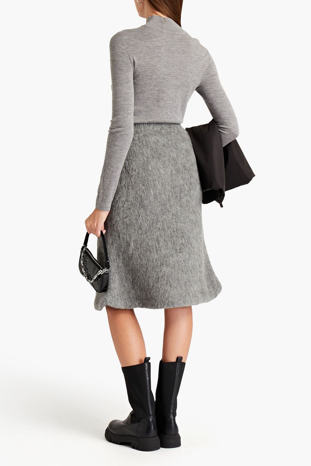 CHRISTOPHER KANE ブラッシュドブークレニット ウール混 スカート