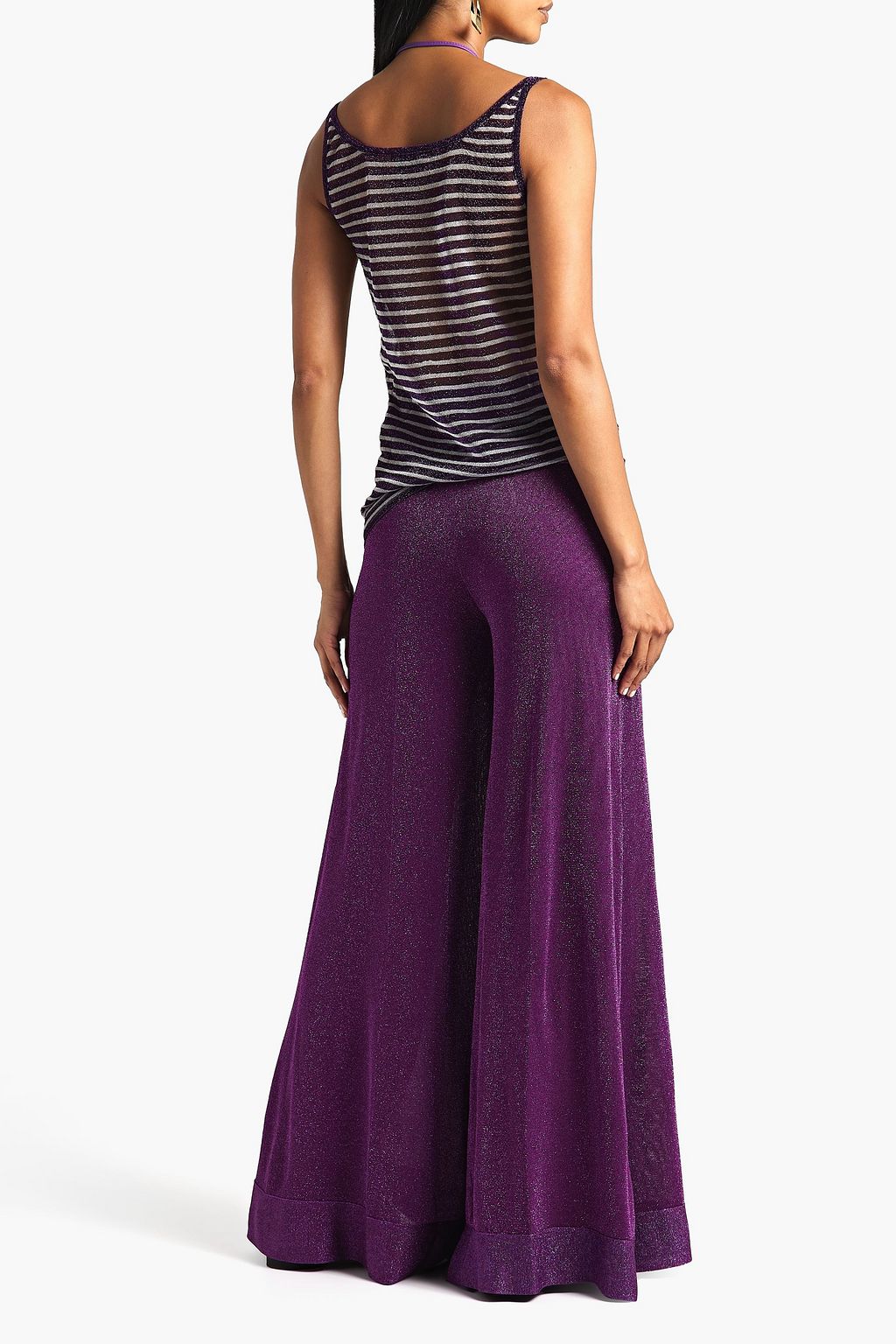 MISSONI Metallic crochet-knit wide-leg pants