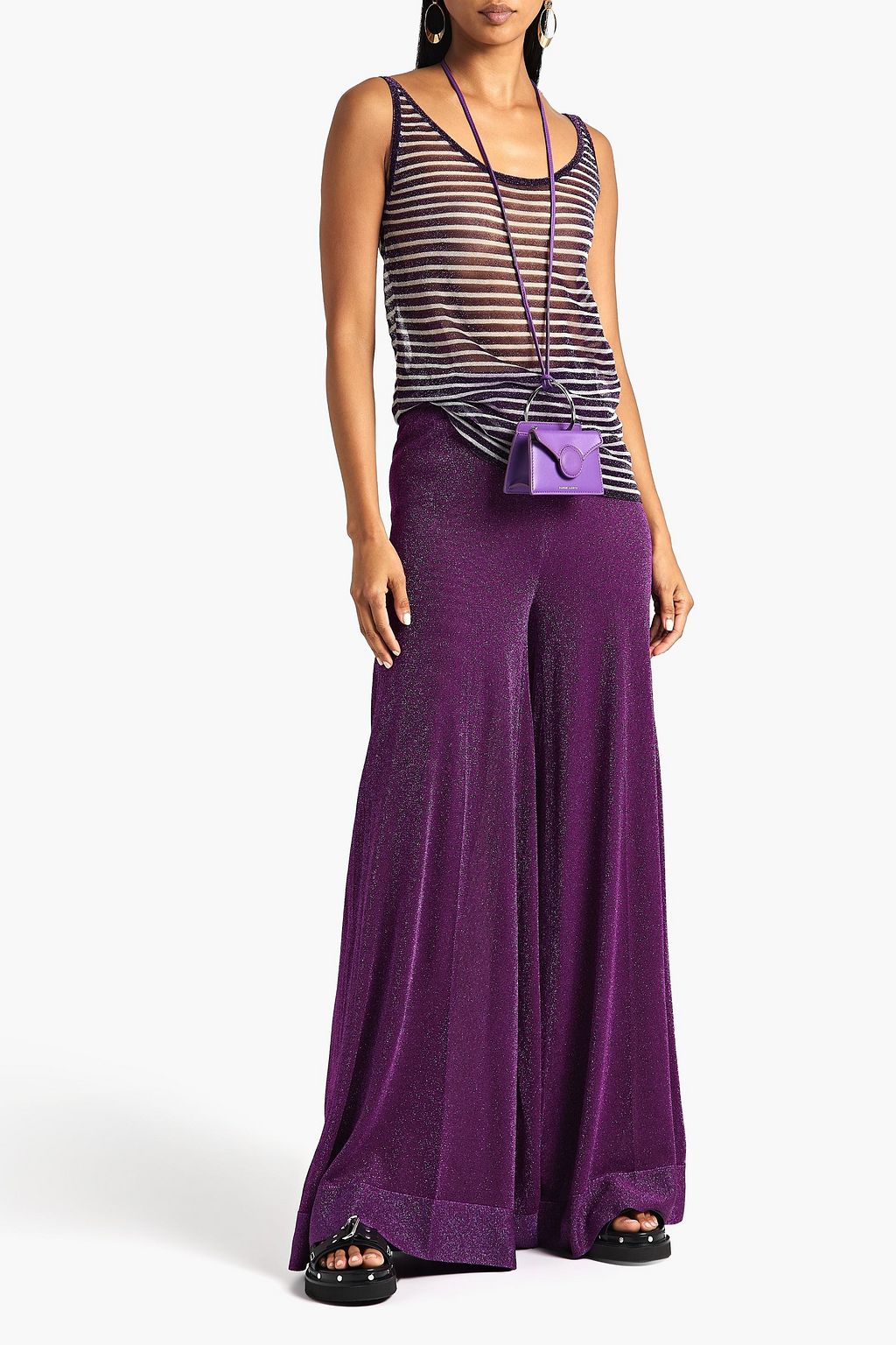 MISSONI Metallic crochet-knit wide-leg pants