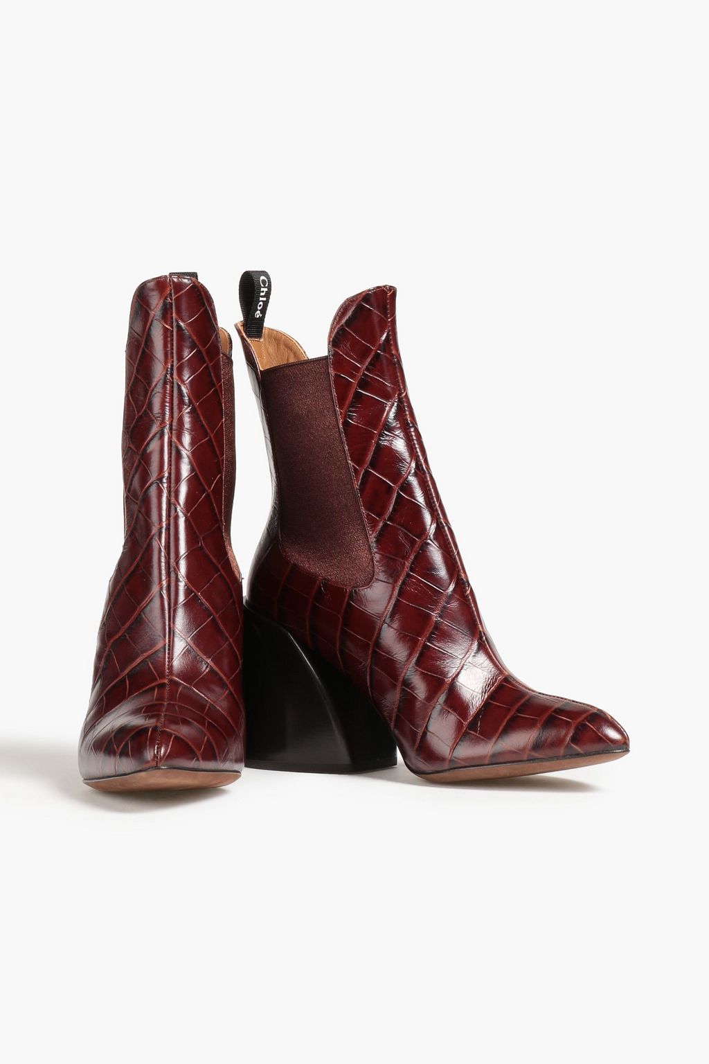 CHLOÉ Croc-effect leather ankle boots