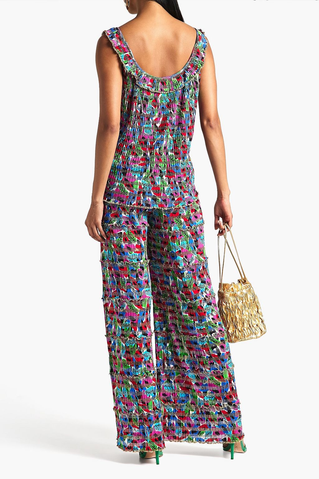 MISSONI Metallic printed cotton-blend wide-leg pants