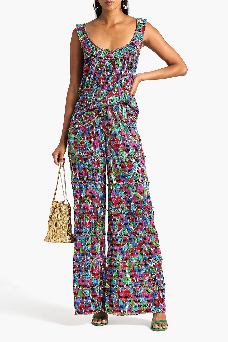 Missoni Metallic Printed Cotton-blend Wide-leg Pants In Multicolor