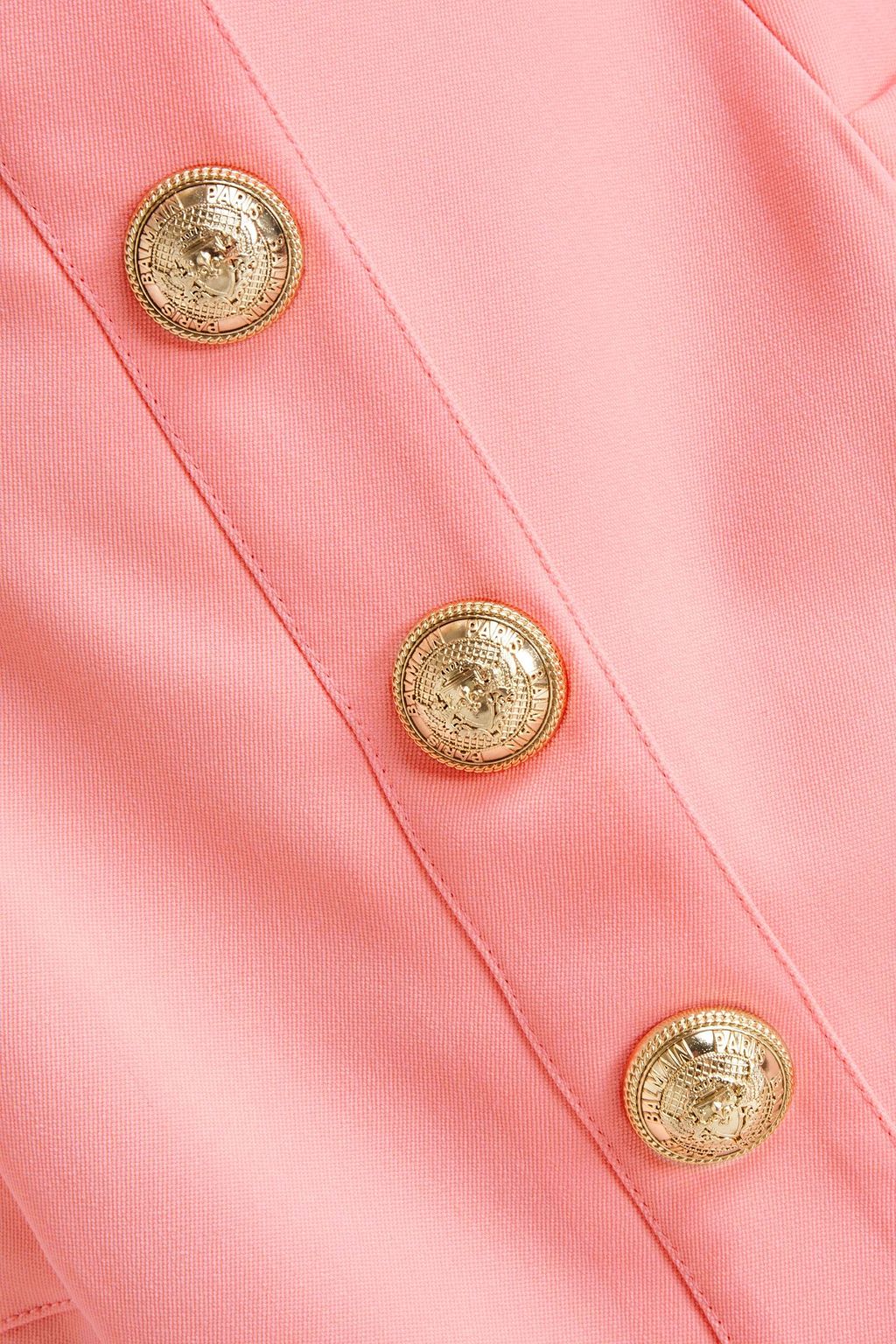 BALMAIN Button-embellished grain de poudre wool mini skirt