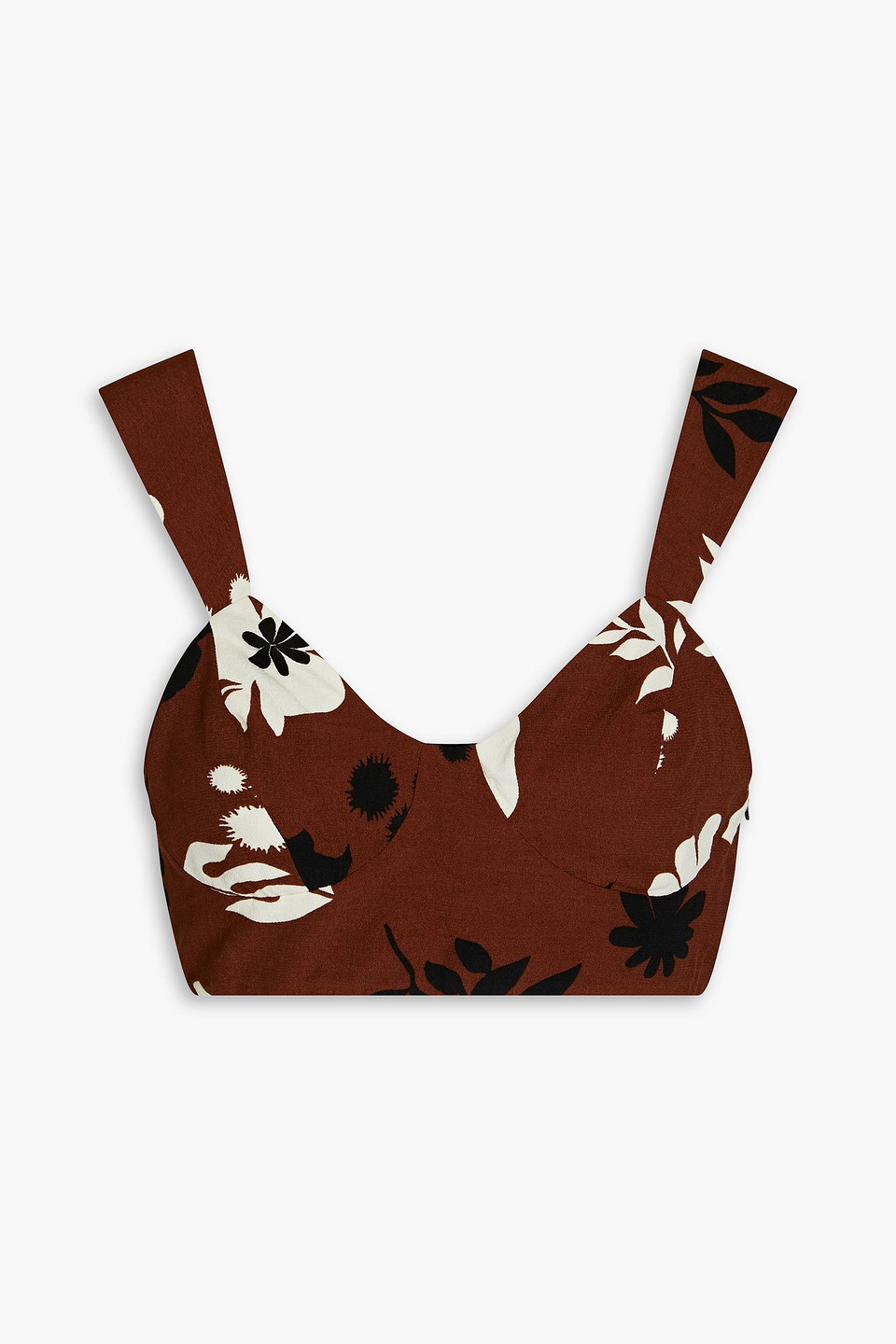 Nandi floral-print crepe de chine bra top