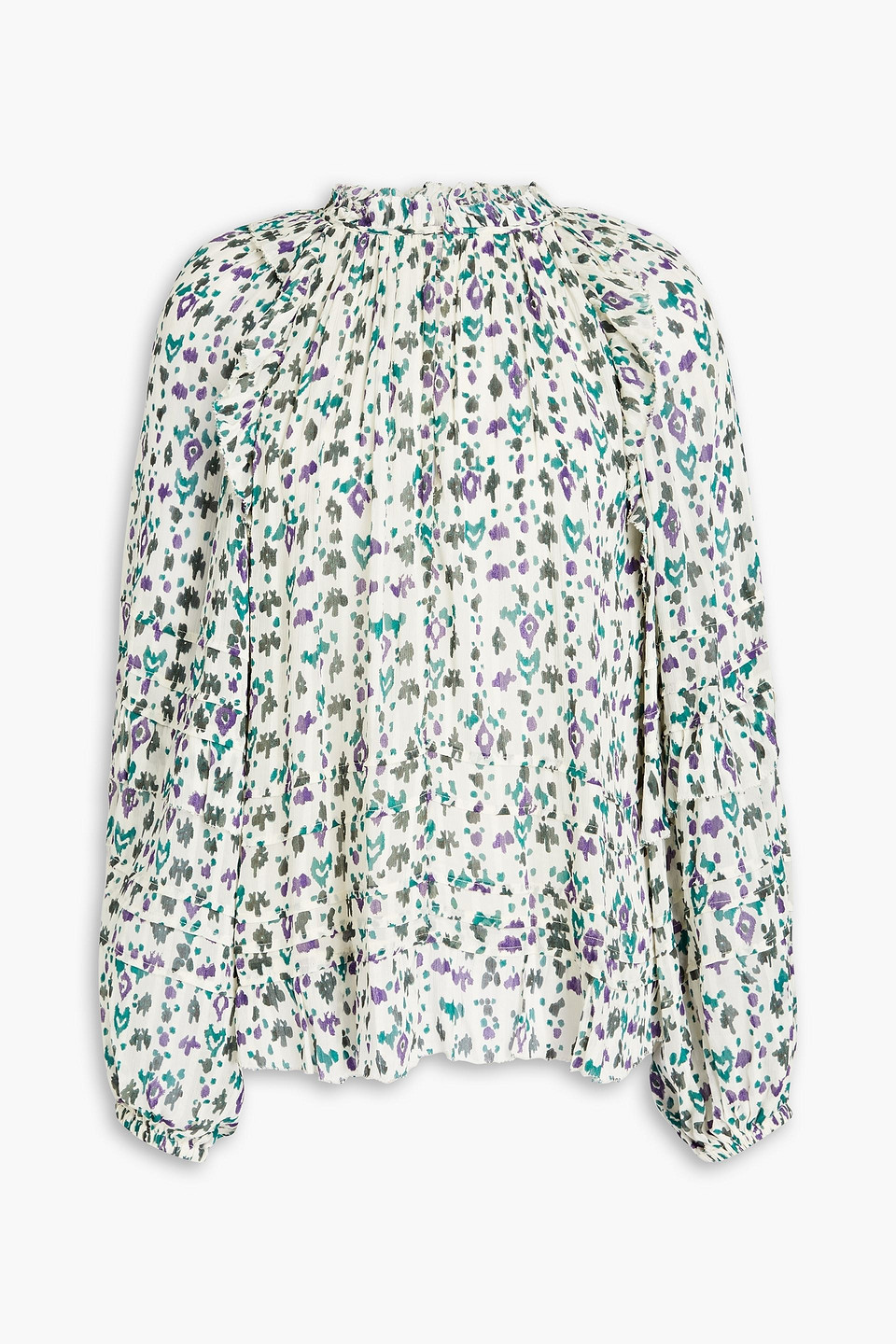 Isabel Marant Étoile Tiered Printed Georgette Blouse In Ecru