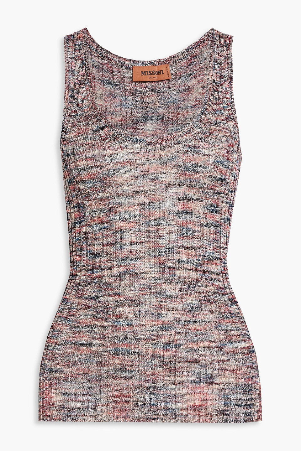 Space-dyed crochet-knit tank