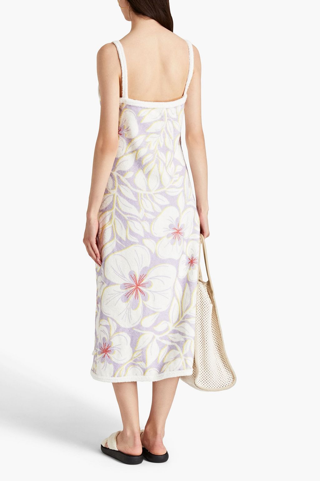 RACIL Floral-print cotton-terry midi wrap dress