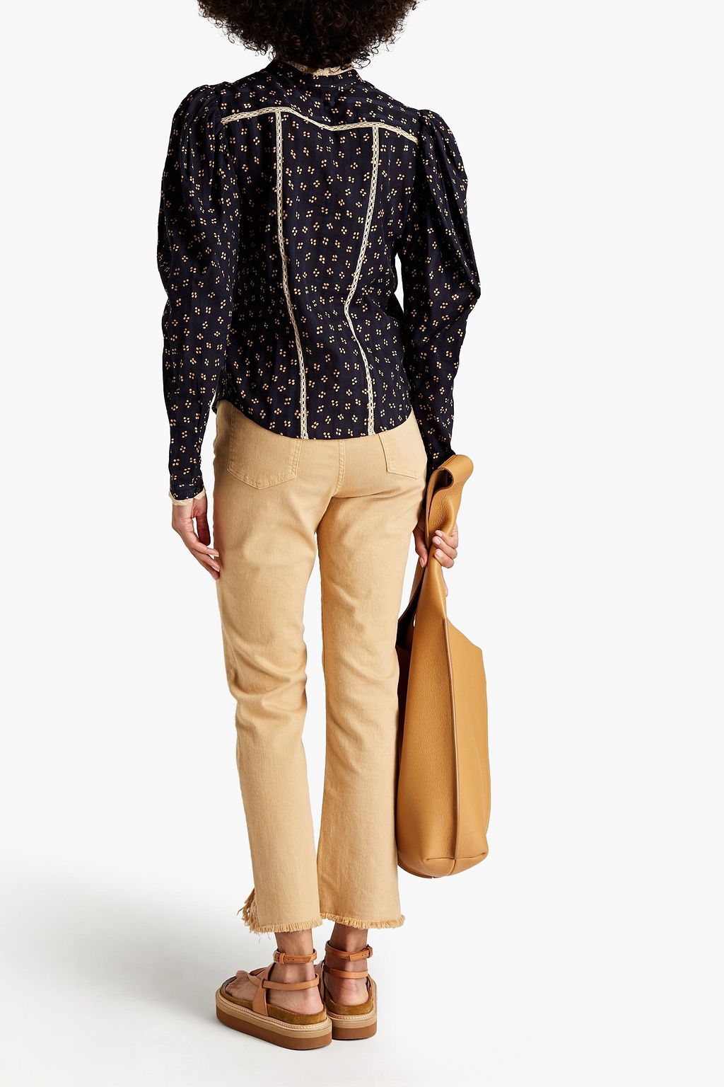 MARANT ÉTOILE Reafi lace-trimmed printed cotton-mousseline blouse