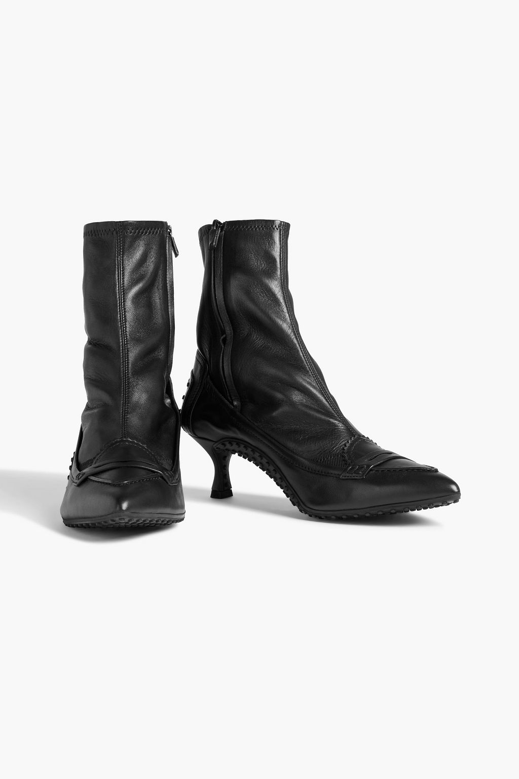 ALESSANDRO DELL'ACQUA X TOD'S Grosgrain-trimmed stretch-leather ankle boots