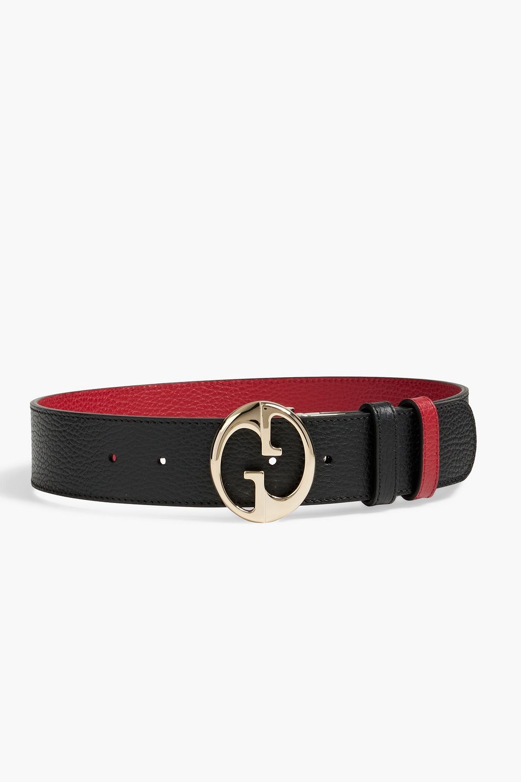 Black Reversible pebbled-leather belt 