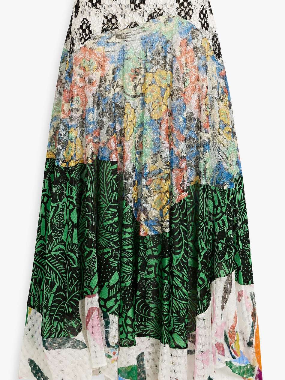 metallic crochet-knit maxi skirt