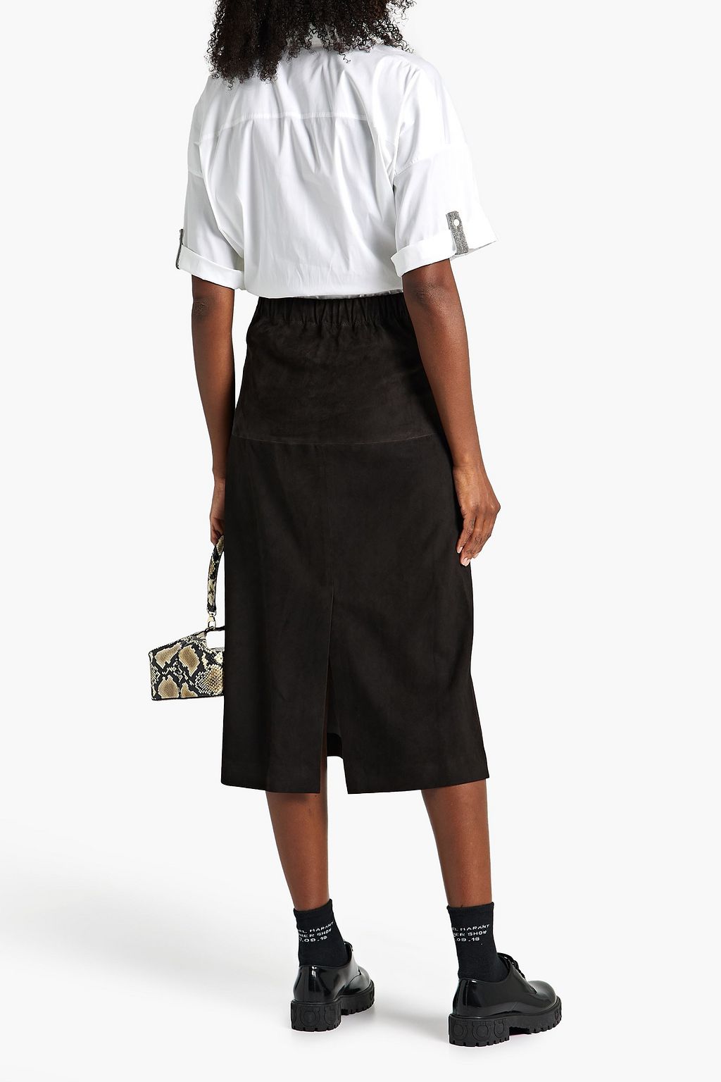 JOSEPH Sacha suede midi skirt