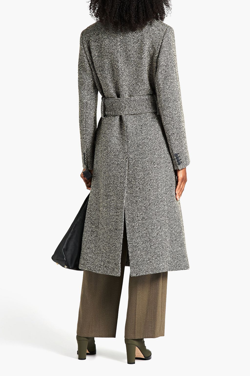 JOSEPH Double-breasted belted wool-blend tweed coat