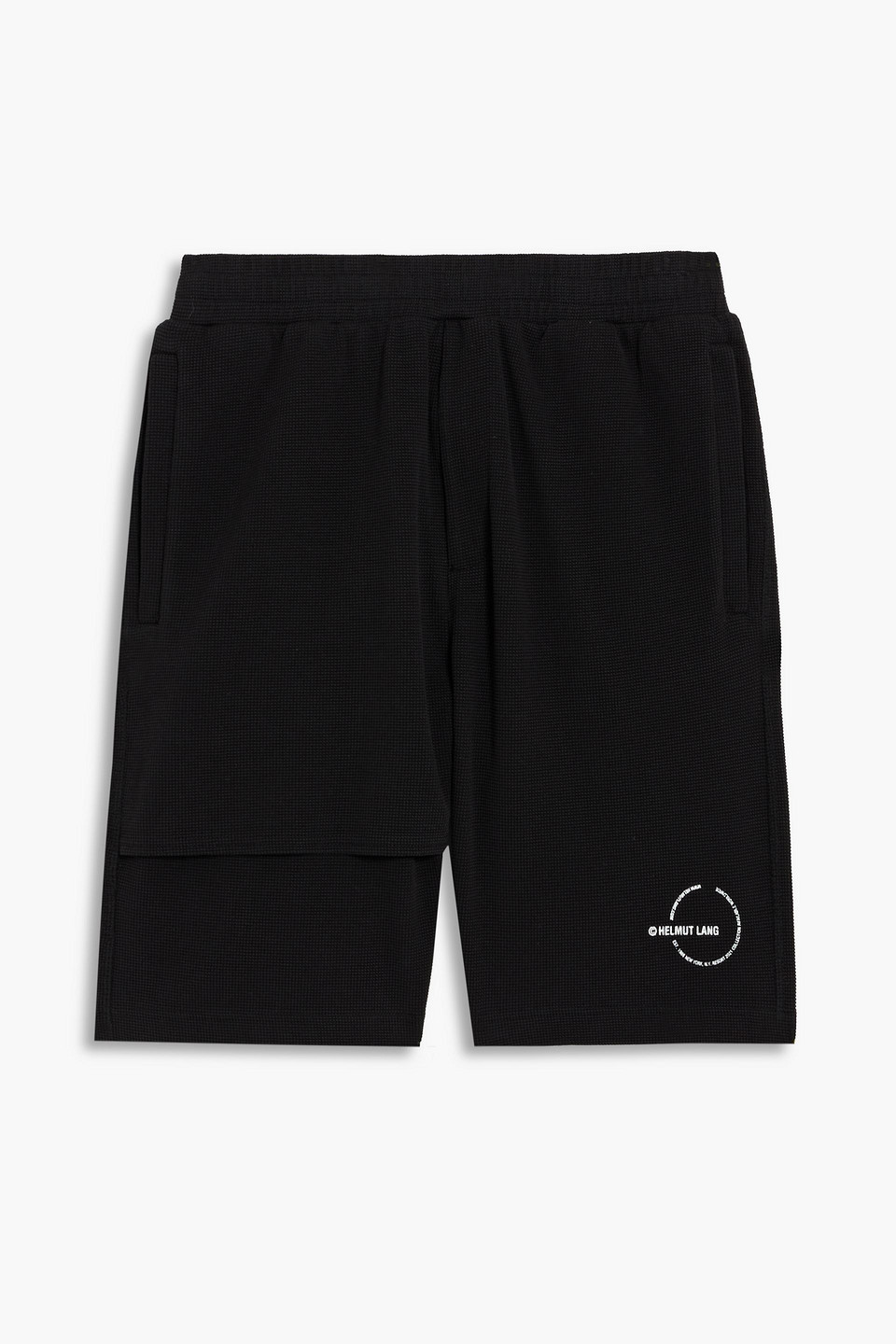 Helmut Lang Printed Layered Waffle-knit Cotton Shorts In Black