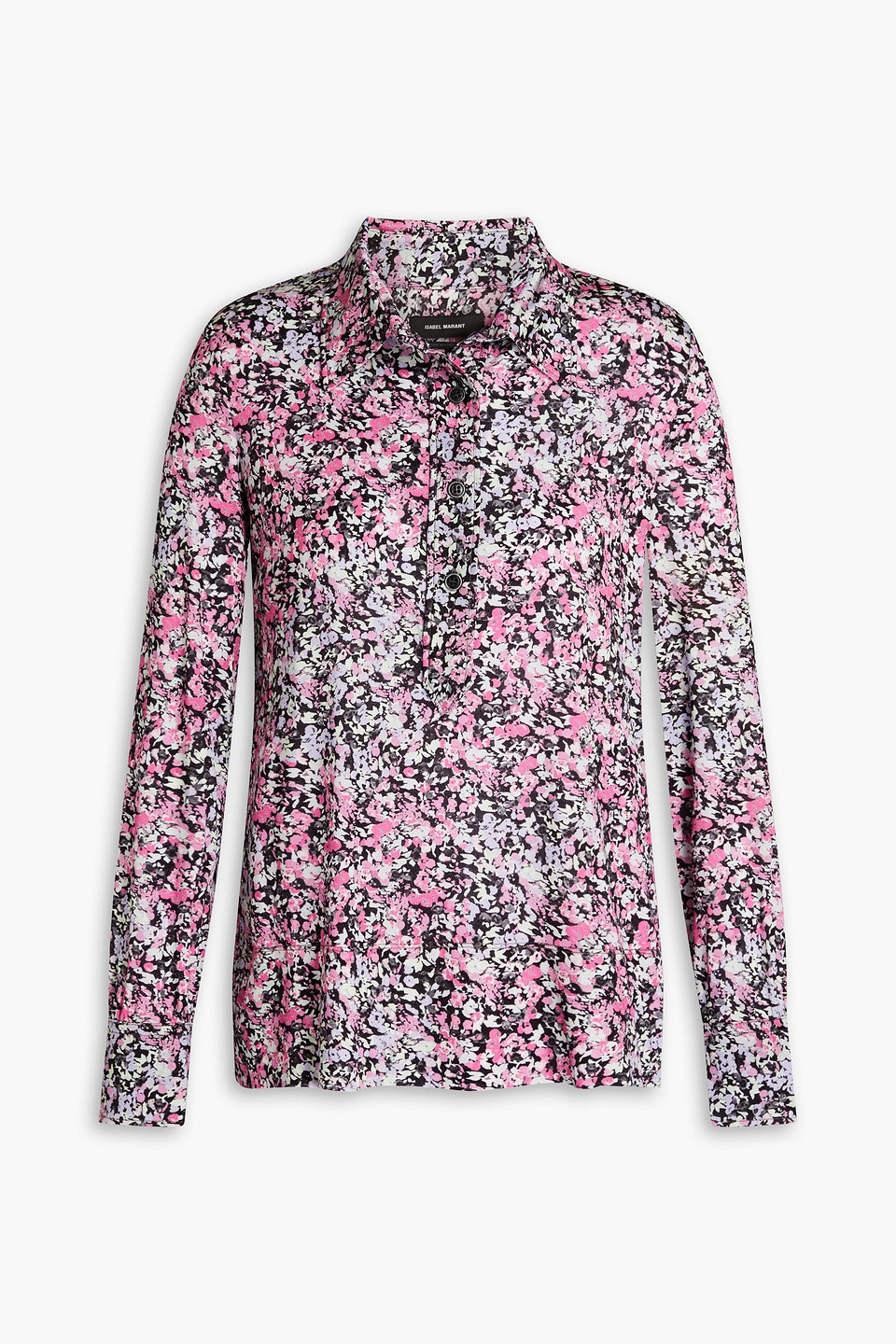 Isabel Marant Floral-print Jersey Polo Shirt In Pink