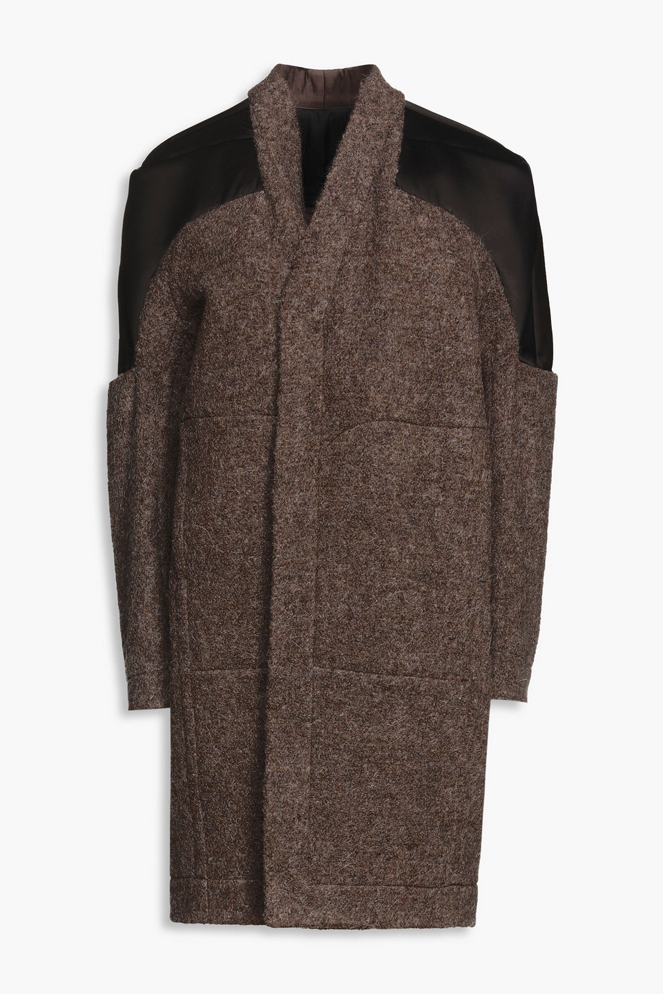 Shell-paneled brushed-felt coat