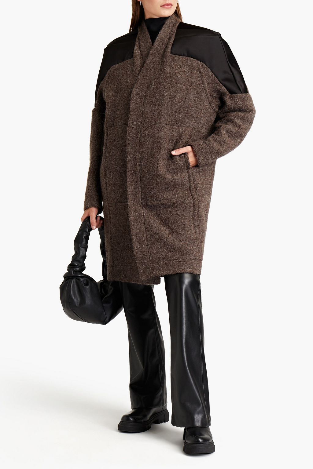 RICK OWENS Shell-paneled brushed-felt coat
