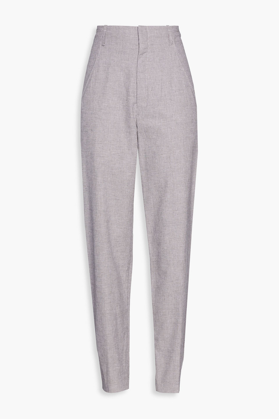 marant étoile - loulia houndstooth cotton and linen-blend tapered pants - purple - fr 38