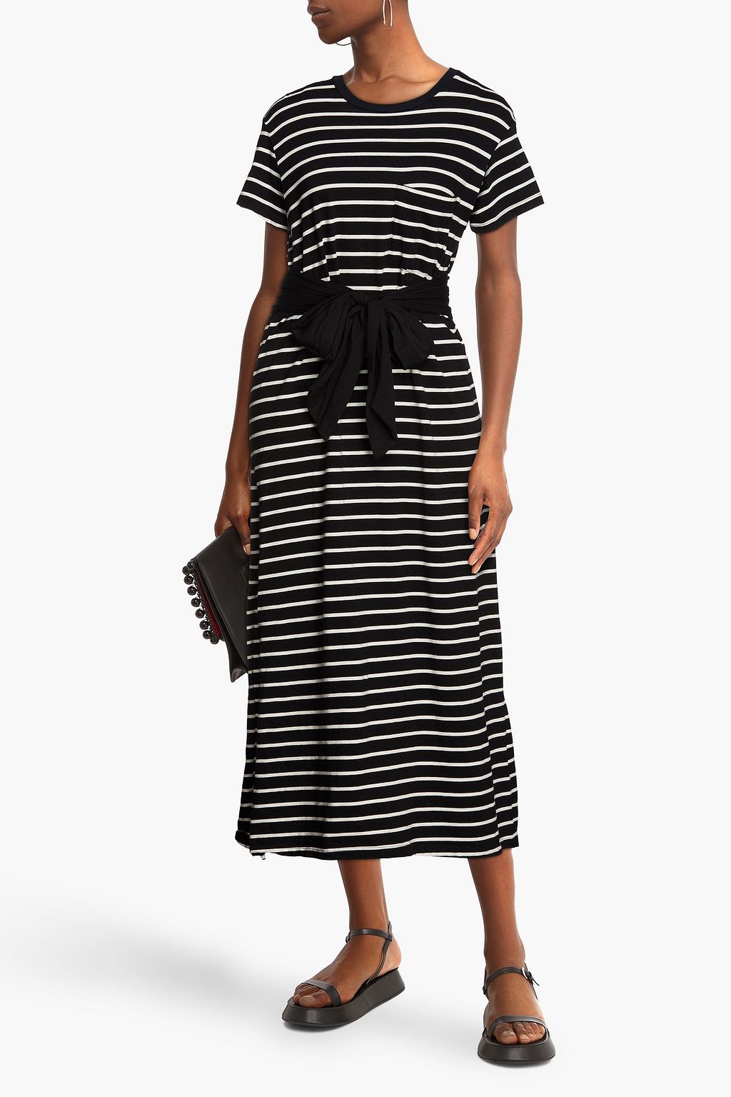 MONROW Striped cottonjersey midi dress THE