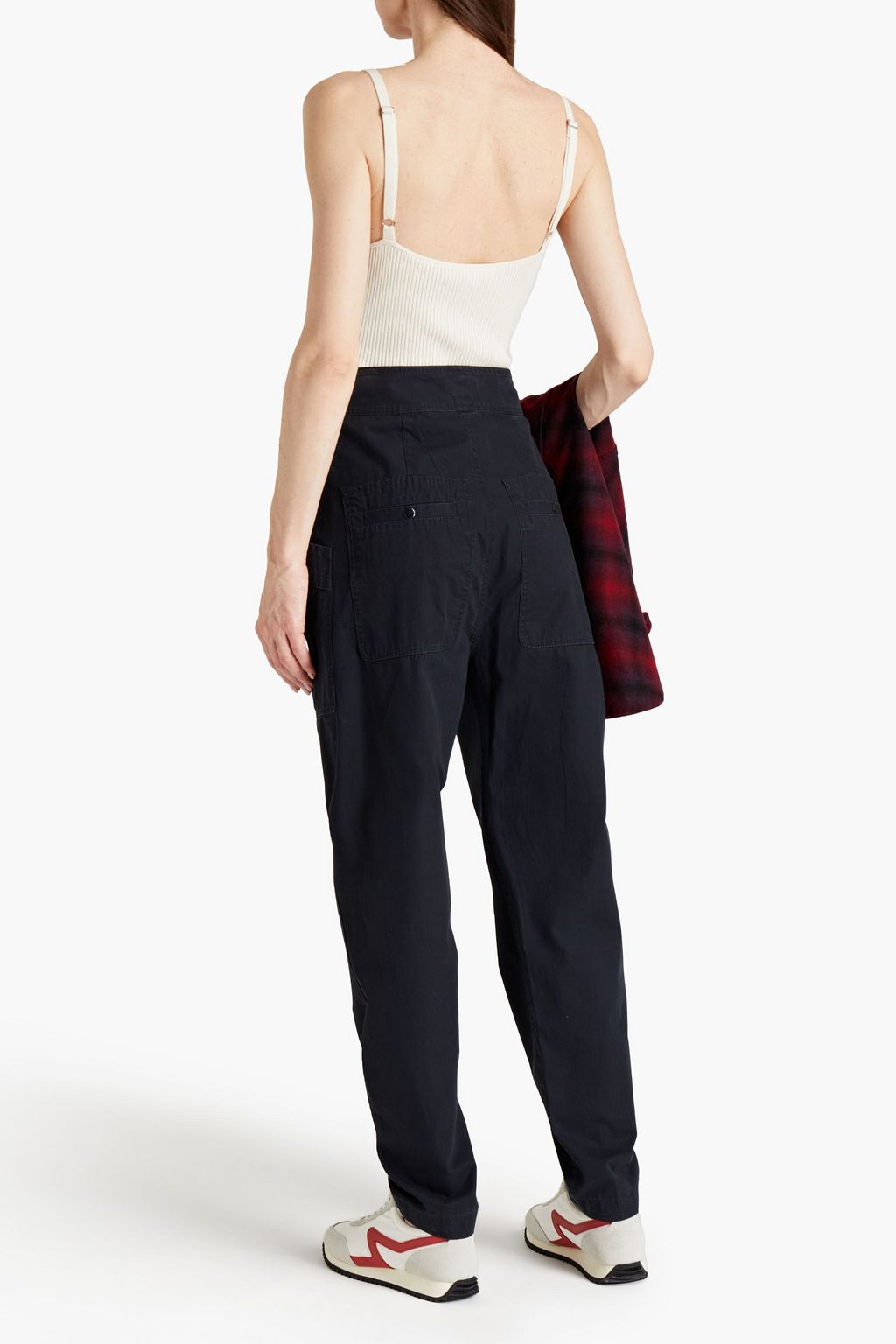 MARANT ÉTOILE 플리츠 디테일 코튼 테이퍼드 팬츠