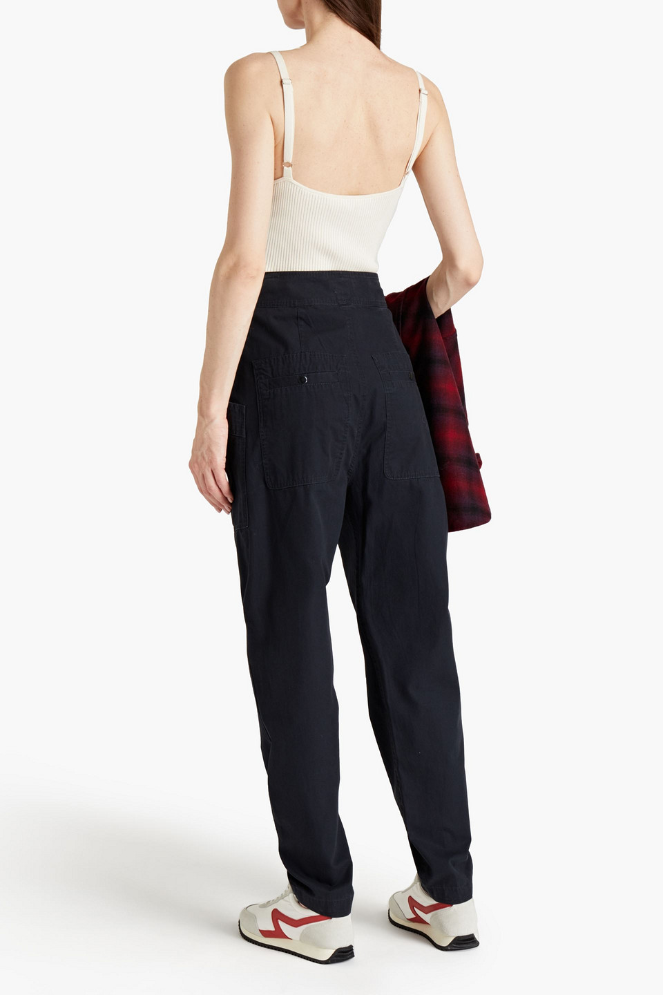 Shop Isabel Marant Étoile Zilyae Pleated Cotton Tapered Pants In Charcoal