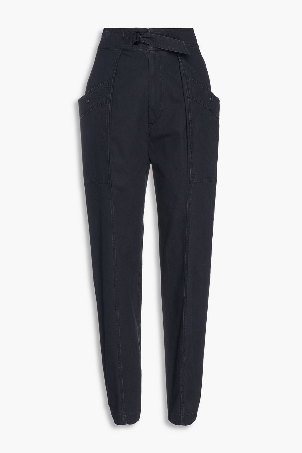 Shop Isabel Marant Étoile Zilyae Pleated Cotton Tapered Pants In Charcoal