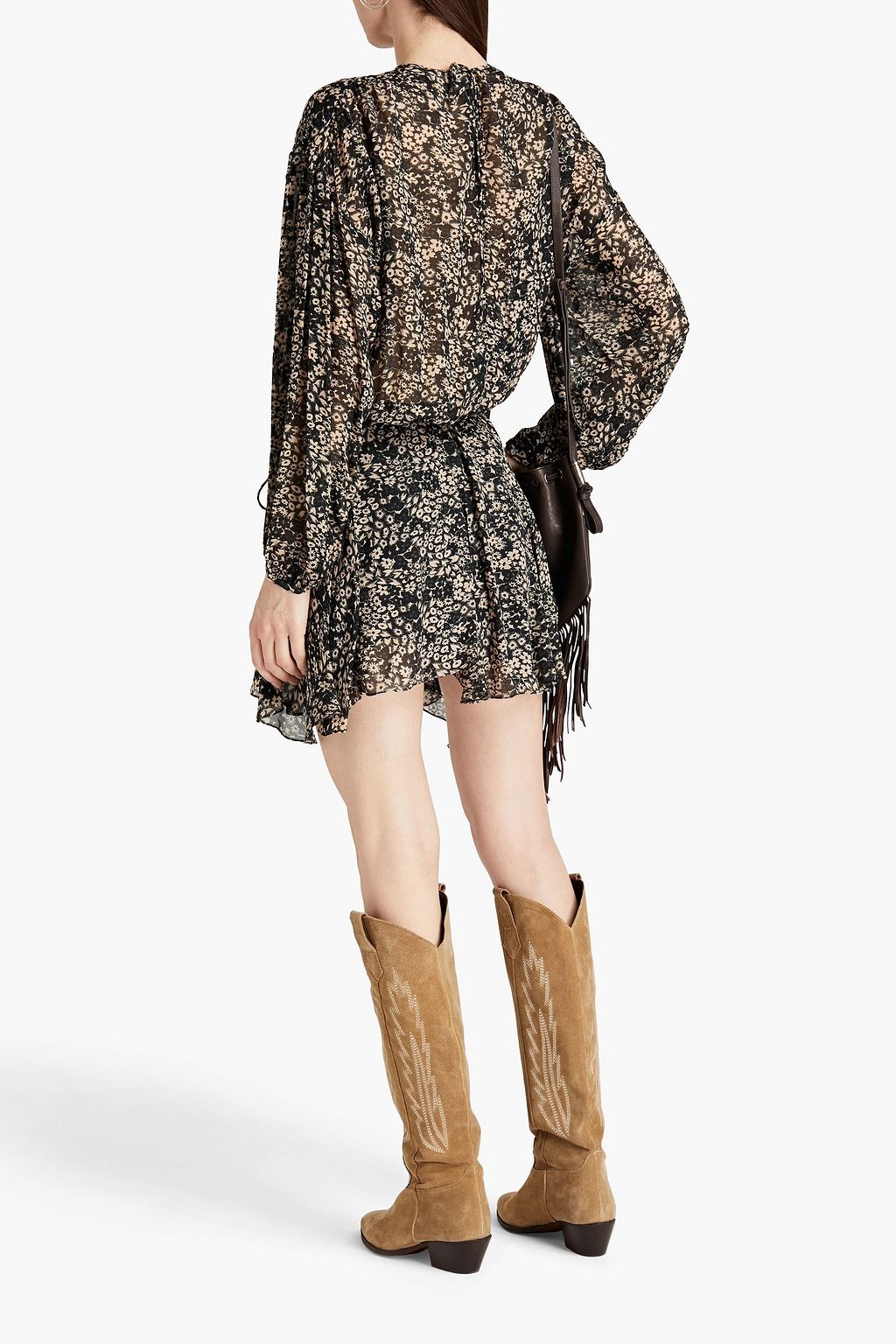 MARANT ÉTOILE Nimazu asymmetric gathered floral-print chiffon mini dress